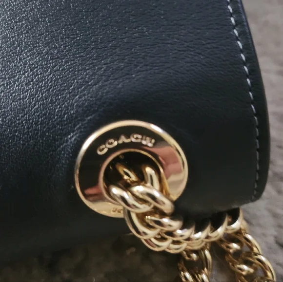 Coach Full Size Klare Bag In Navy Blue With Woven Front. - Picture 6 of 15